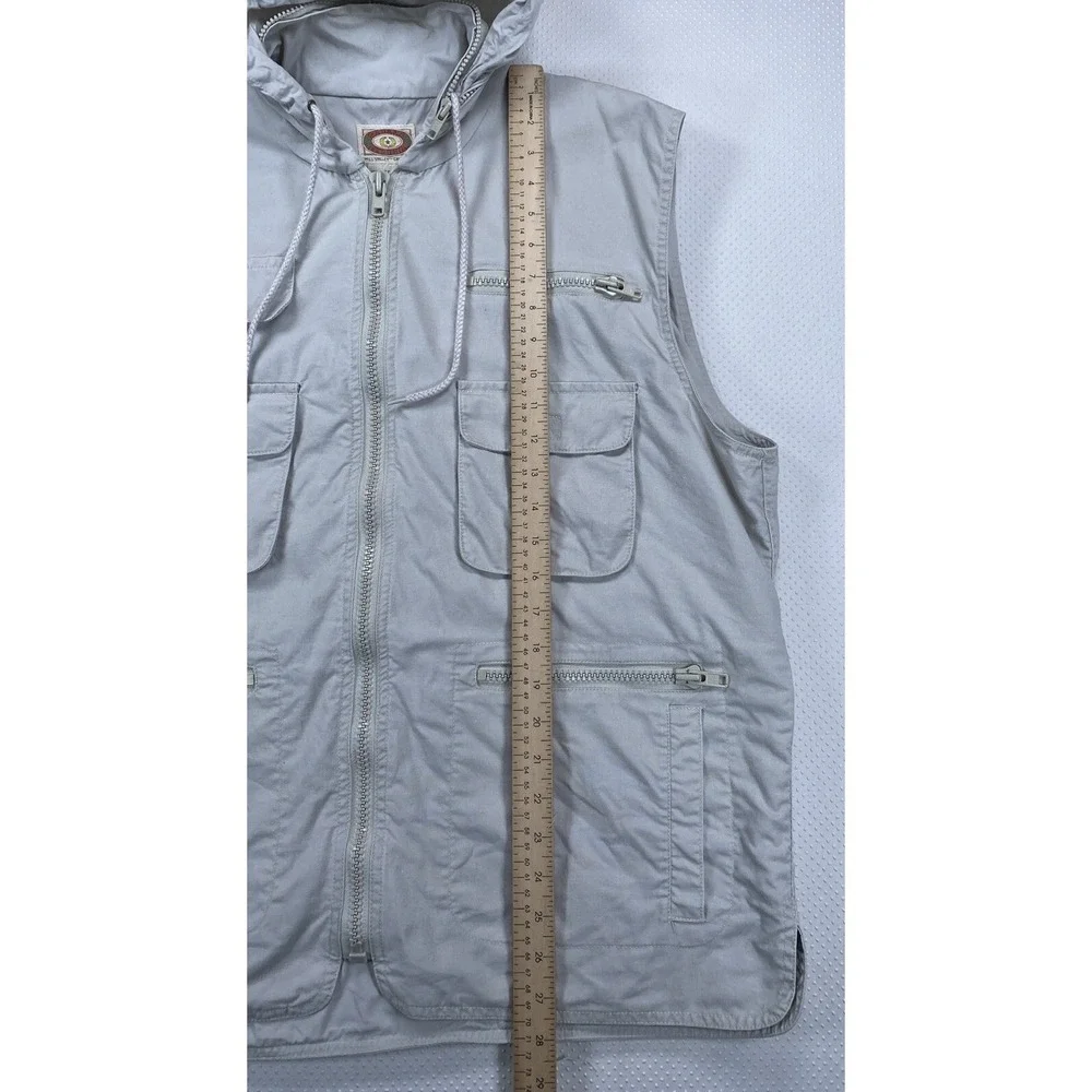 Banana Republic Safari Vest Men's XL Full Zip Pockets Hood‎ Vintage Beige